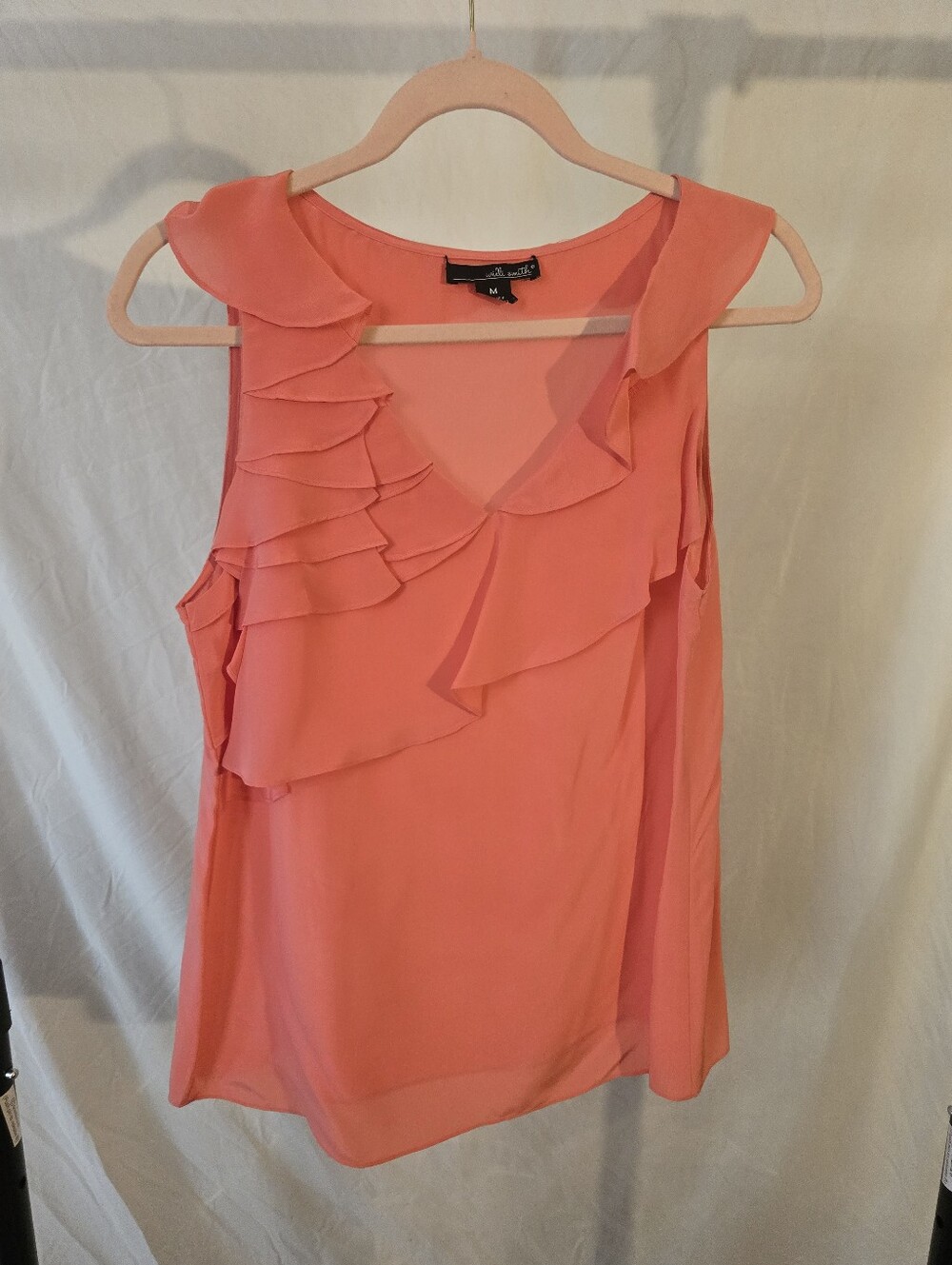 Silk Willi Smith Coral Ruffle Sleeveless Camisole